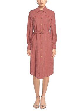 NWT FORTE_FORTE Midi Shirt Dress - M - Wool & Linen Blend Check Western Belt